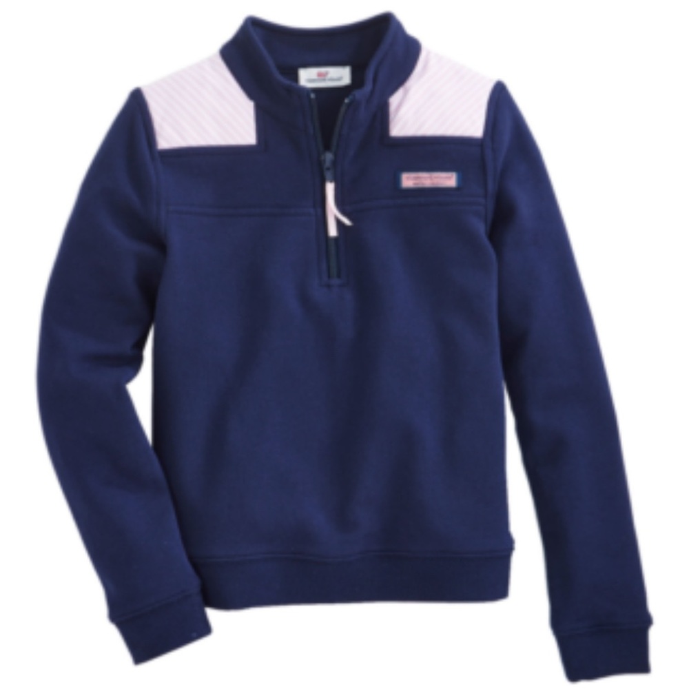 Vineyard Vines Kids Navy and Light Pink Sweatshirt Size :Girls Large